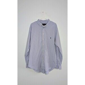 Polo Ralph Lauren Shirt Mens XLT Blue White Plaid Performance Button Down Shirt